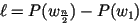 $\ell = P(w_{\frac{n}{2}})-P(w_1)$